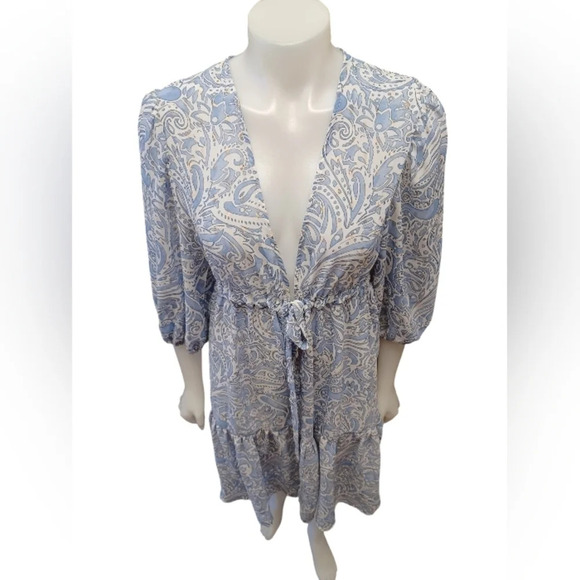 Black Tape Sheer Open Blue With Gold  Dress/Cover Size Medium - Picture 3 of 9